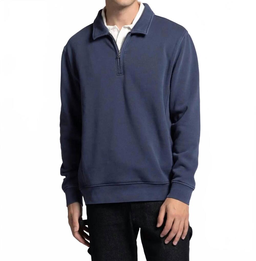 NEW THREAD & SUPPLY surplus quarter zip pullover in navy